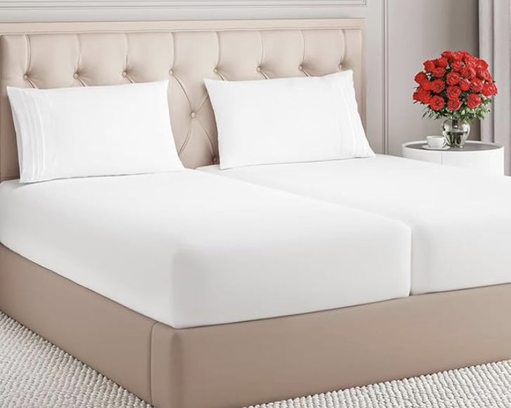 Split King Sheet Sets for Adjustable Beds Deep Pocket