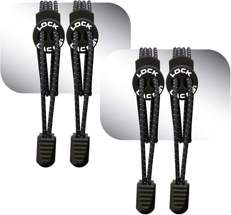 Lock Laces Elastic No Tie Shoe Laces (Pack of 2) One Size Fits All, for Kids and Adults, Elastic No Tie Shoe Laces