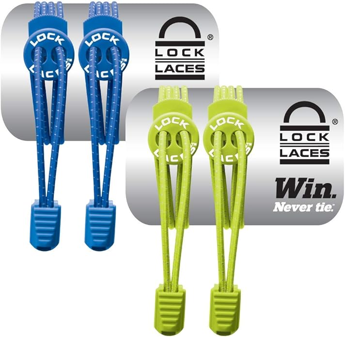 Lock Laces Elastic No Tie Shoe Laces (Pack of 2) One Size Fits All, for Kids and Adults, Elastic No Tie Shoe Laces