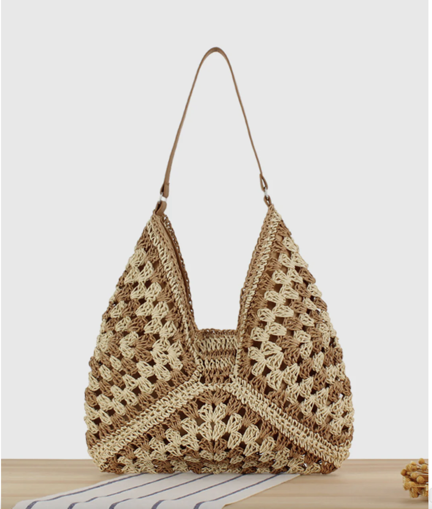 Vintage Crochet Macrame Shoulder Bag 