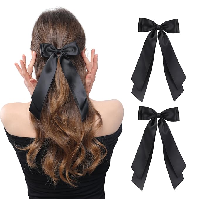 Hair Bows Black Hair Ribbon Clips Ponytail Holder Accessories for Women Girls Toddlers Teens Kids